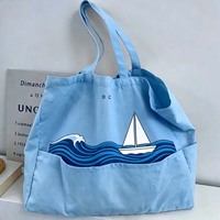 Sacs fourre-tout en toile en gros avec fermeture éclair et multiples poches, sacs à bandoulière décontractés ; sacs de courses réutilisables pour filles