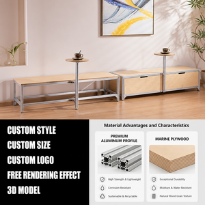 现代客厅家具咖啡厅长凳桦木板储物柜咖啡奶茶两用桌 - Product Image 1
