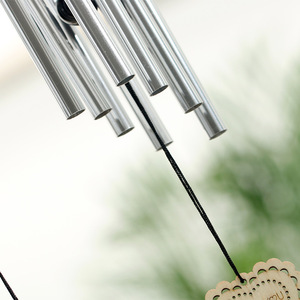 Wood Wind Chime Star Heart Shape Metal Tubes Hanging Decor Engraved Outdoor Garden Porch - Product Image 4