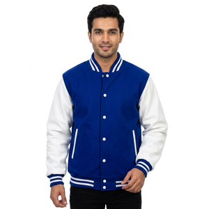 Veste universitaire pour homme de haute qualité, respirante, 100% laine, avec broderie en chenille et manches en cuir - Personnalisable, style baseball - Product Image 1