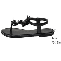 Sandales plates romaines élégantes à fleurs style européen et américain pour femme, respirantes, grande taille, idéales pour les vacances d'été