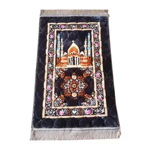Wholesale factory supplier new design quality Muslim printed Raschel prayer mat quilted cotton with fringes 70x110cm