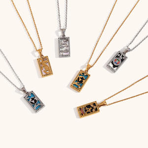 Exquisito Collar con Colgante de Diseño de Goteo para Mujer, Colección de Cartas del <span class=keywords><strong>Tarot</strong></span> Cuadradas - Product Image 4
