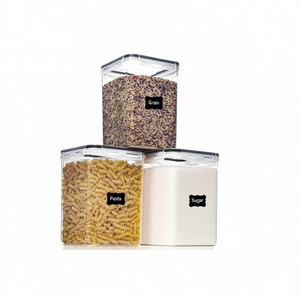 Contenedores de Almacenamiento de Alimentos para Cocina, 5.2L, con Tapas y Etiquetas, para Pasta, Azúcar, Granos, Apilables, Material PC, Diseño Rectangular - Product Image 1