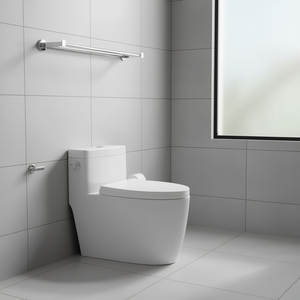 WC monobloc en céramique blanche 1,1 GPF, à poser au sol, double chasse, abattant à fermeture douce, cuvette allongée, pour salle de bain - Product Image 2