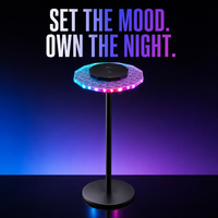 Lampe de table moderne UFO RGB OEM rechargeable en ABS+Fer, veilleuse LED sans fil, contrôle tactile USB-C, lampe d'ambiance à batterie pour chambre à coucher