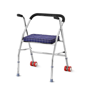 Stainless Steel <b>Walker</b> With Wheels And Seat Height Adjustable For <b>Elderly</b> Mobility Aid - Product Image 1