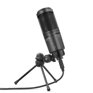 At2020usb + condenser có dây Microphone màu đen phòng thu ghi âm Live Streaming chơi game Thiết bị bao gồm USB cáp kim loại khung - Product Image 1