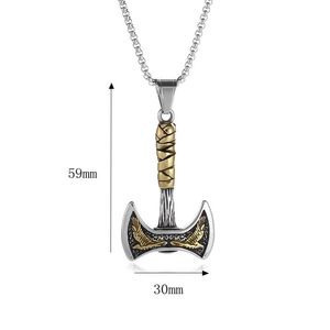 Collar con Colgante de Hacha Vikinga de Doble Cara en Acero Inoxidable, Joyería de Moda para Hombre, Diseño Geométrico, Estilo Asimétrico - Product Image 5