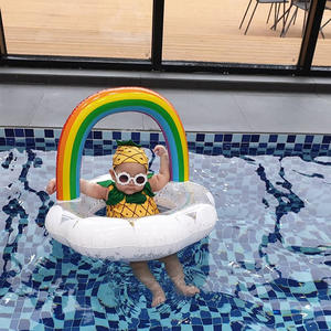 Flotador de Nube Arcoíris con Lentejuelas para Niños, Anillo de Natación de PVC Engrosado para Bebés, Uso en Piscina y Parque Acuático - Product Image 3