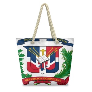 Bolsa de Mano Grande de Moda, Tejida en Cáñamo y Poliéster, con Estampado de República <span class=keywords><strong>Dominicana</strong></span>, para la Escuela, el Trabajo y <span class=keywords><strong>Viajes</strong></span> - Product Image 1