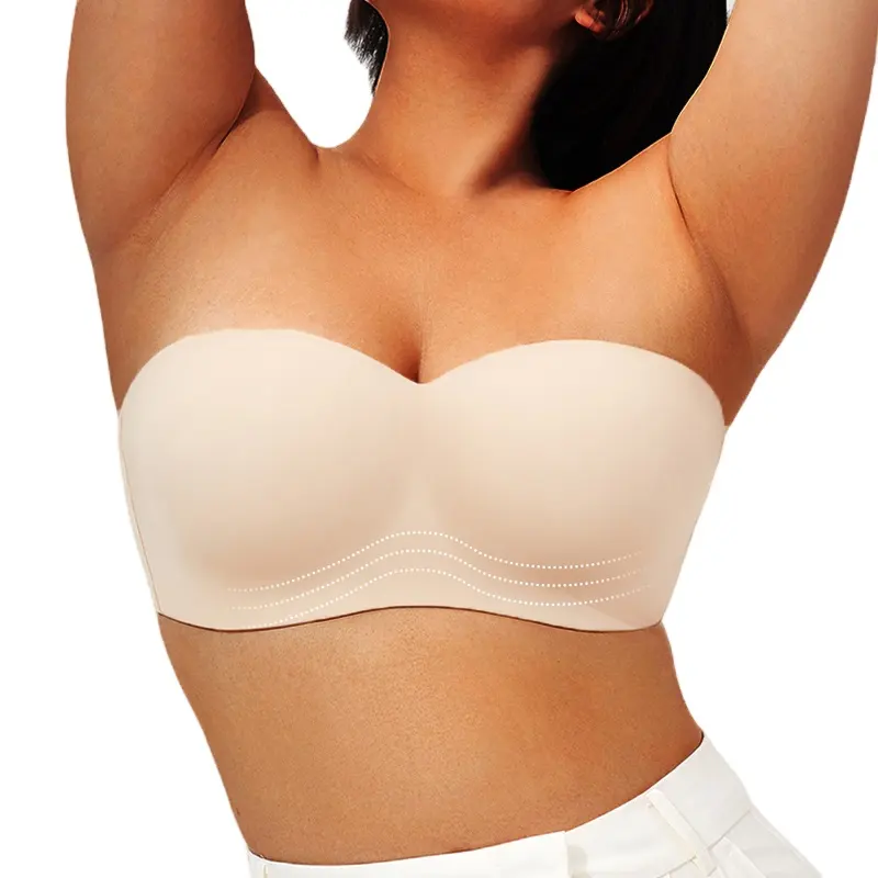 Ropa interior sin tirantes antideslizante de alta calidad para mujer gorda de talla grande top de tubo envuelto en el pecho soporte suave 90C sujetador sin tirantes sin costuras