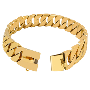Collar de cadena de lujo para perros grandes, resistente, color dorado, de acero inoxidable, para entrenamiento de mascotas. - Product Image 3