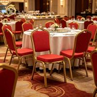 Chaises de banquet empilables de luxe en métal pour hôtels, conférences, événements, traiteurs, avec structure en acier commercial