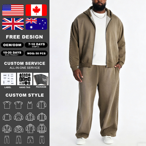 Sweat-shirt décontracté KingSen pour homme, coupe oversize, style vintage, fermeture éclair intégrale, 100% coton, doublure en molleton French Terry, streetwear - Product Image 2