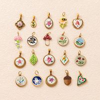 Pendentifs personnalisés en acier inoxydable plaqué or 18 carats, breloques DIY, impression rose, cœur, rond, ovale, bijoux tendance unisexes pour la création de bijoux