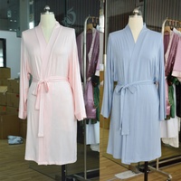 Robes en modal à manches longues et col en V pour femmes, 230 g/m², kimono uni, confortable, respirant, doux, longueur courte, vêtements de nuit, peignoir