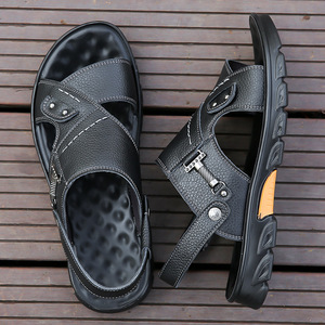 Sandalias de exterior para hombre, con punta abierta, suela de goma, para verano, de color sólido, con forro textil, zapatos cómodos para caminar - Product Image 2