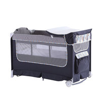 Lit de voyage pour bébé en fer avec table à langer et barre à jouets, idéal pour hôtel, chambre ou salon – Offre spéciale