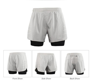 <strong>Men's</strong> 2-in-1 Casual Workout Running <strong>Shorts</strong> with 5\" Quick Dry Training Gym <strong>Short</strong> Solid Canvas Fabric <strong>Longer</strong> Liner Running <strong>Shorts</strong> - Product Image 2