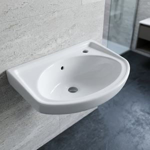 Lavabo de baño moderno de lujo, columna de pie rectangular de forma ovalada, piedra cerámica de estilo simple, incluye escurridor para uso en el baño - Product Image 1