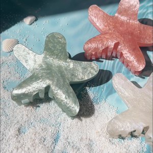 9cm estrella grande lindo diseño verano playa tendencia pelo cangrejo tiburón abrazadera brillante mármol brillo acrílico estrella de mar garra Clip - Product Image 1