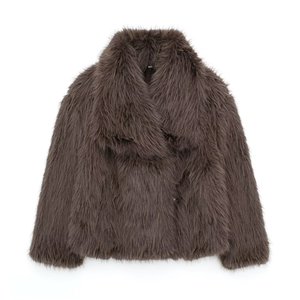 Hot Sale Turn <b>Down</b> Collar Long Sleeve Faux Fur Winter Coat for Women Fashion - Product Image 3