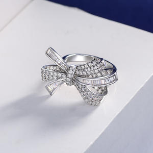 Anillo de Boda de Plata de Ley 925 de Alta Calidad para Mujer, con Circonita Cúbica, Forma de Lazo, Chapado en Rodio, Joyería para Fiestas y Regalos - Product Image 2