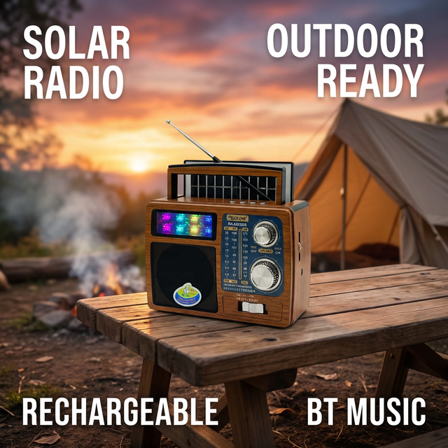 ELETREE RX-2692DS Portable Retro Radio with BT USB TF Type-C Rechargeable LED Light FM AM SW 3 Band Radio