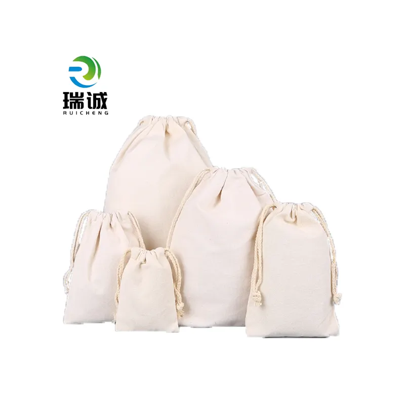 Ruicheng ขายร้อน bolsas de tela เป็นมิตรกับสิ่งแวดล้อมส่งเสริมการขายถุงช้อปปิ้งที่กําหนดเองนํามาใช้ใหม่ผ้าใบผ้าฝ้ายธรรมดากระเป๋าช้อปปิ้งสิริ