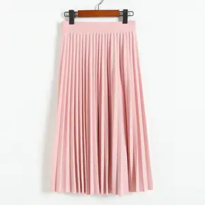 Falda Plisada de cintura alta para mujer, faldas ajustadas Vintage de gasa, media Falda elástica, Plisada de cintura alta, para verano