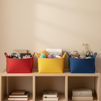 Panier de rangement rectangulaire pliable en feutre non tissé, durable et écologique, avec poignée, pour vêtements et linge, en boîte, promotionnel