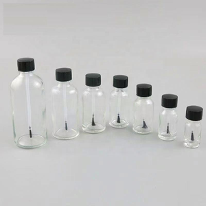 Botellas de vidrio transparente para difusores de aroma con tapas negras de rosca, forma redonda, para uso cosmético. - Product Image 1
