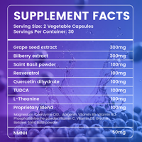 Compléments alimentaires complexes 18-en-1 en stock, NMNH, Resvératrol, CoQ10, capsules antioxydantes
