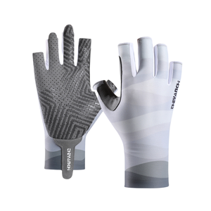 Venta al por mayor logotipo personalizado Upf 50 + antideslizante medio dedo deportes ligero transpirable al aire libre guantes de pesca sin dedos - Product Image 5