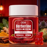 Gummies végétariennes sans sucre à la berbérine, à la cannelle de Ceylan et à l'extrait de curcuma, bénéfiques pour la santé globale, antioxydant, OEM/ODM
