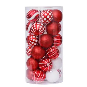 En stock 25 pièces 6cm boule de noël costume maison arbre décoration plastique ornements de noël pendentif