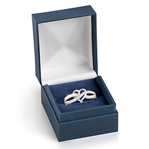 Anello con cuore bicolore in cristallo inciso con il nostro amore per sempre, gioiello romantico da donna. - Product Image 6