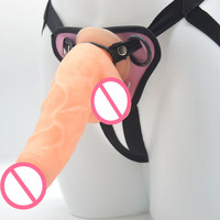 Dildo realista de 23 cm con cinturón, juguete sexual de plástico para lesbianas, consolador con correa para mujeres