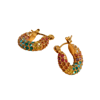 Boucles d'oreilles créoles épaisses plaquées or PVD Gaovo, en acier inoxydable en forme de U, avec zircons colorés, style Huggie, bijoux tendance pour femmes