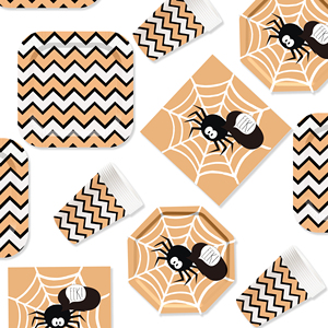 DAMAI Brownish-yellow Halloween-themed Paper Plates with Spider Webs Paper Plate Set Disposable Paper Plate Set - Product Image 2