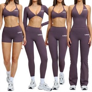 Conjuntos Deportivos de Gimnasio Transpirables para Mujer, 6 Piezas, Sujetador Deportivo de Yoga, Leggings de Cintura Alta, Top Corto Acolchado, Camiseta sin Mangas Larga - Product Image 3