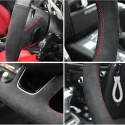Housse <span class=keywords><strong>de</strong></span> volant <span class=keywords><strong>de</strong></span> voiture en cuir suédé noir antidérapant pour Toyota Corolla RAV4 Caldina Wish Scion TC XA XB 2003-2009 - Product Image 5