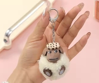 Porte-clés en peluche en gros, porte-clés en pompons de mouflon pour la décoration et l'artisanat