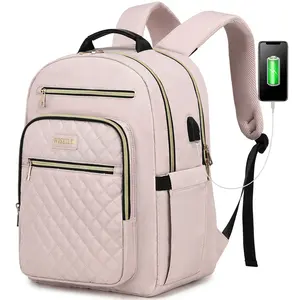 Kadınlar için Laptop sırt çantası kapitone seyahat sırt çantası çanta, iş bilgisayar çantaları gizli sakli konusmalar öğretmen USB portu ile geri paketi
