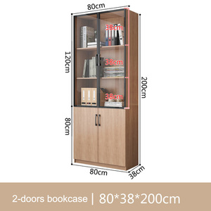 Armoire à 2 <span class=keywords><strong>portes</strong></span> <span class=keywords><strong>Bibliothèque</strong></span> personnalisée pour la maison Étude Rangement Armoire moderne Bureau <span class=keywords><strong>Bibliothèque</strong></span> en bois avec porte en verre - Product Image 6
