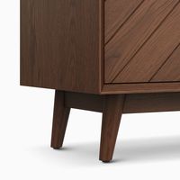 AJUNION Meuble TV en bois moderne du milieu du siècle Portes à motifs chevrons Meuble TV Media Center Table Console TV pour salon