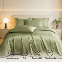 Ensemble de housse de couette en fibre de bambou 100% bambou, taille King, anti-humidité, doux et soyeux, hypoallergénique