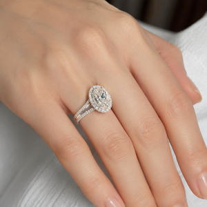 Anello di fidanzamento ovale da donna, elegante gioiello per proposta di matrimonio - Product Image 2