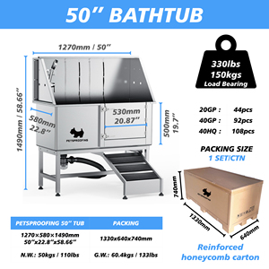 Multifunzione da 50 pollici professionale grande vasca da bagno <span class=keywords><strong>per</strong></span> <span class=keywords><strong>cani</strong></span> da compagnia in acciaio inossidabile con rubinetto rampa Walk-in in vendita